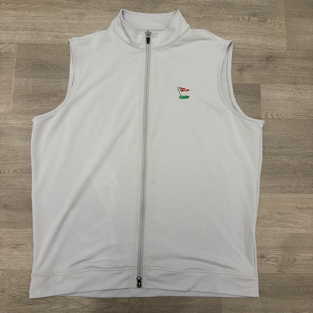 Peter Millar White Sleeveless Zip-Front Golf Vest with Green & Red Logo